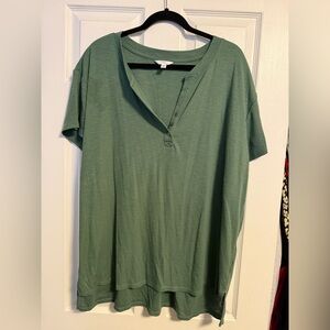 Time and Tru Green Button Down Shirt